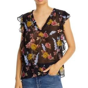 PAIGE Genie silk floral black top